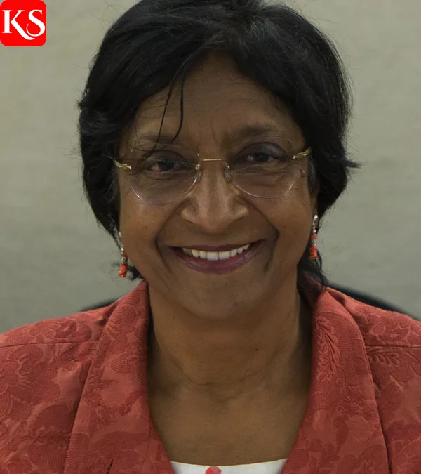 Navi Pillay als UN-Hochkommissarin für Menschenrechte beim Menschenrechtsrat in Genf 2014